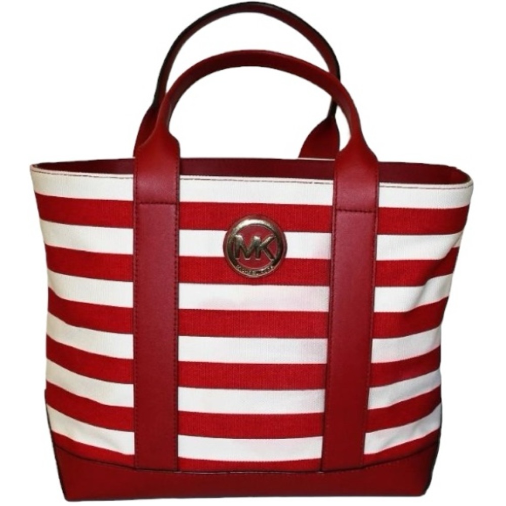 Michael Kors Red Tote Bag Shoulder Handbag Leather Shopper Unisex One Size